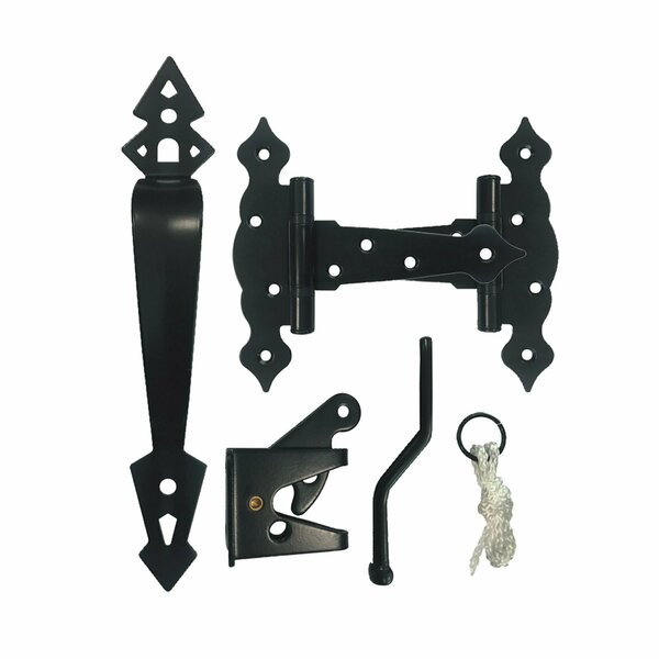 Nuvo Iron BLACK GALVANIZED STEEL HEAVY DUTY DECORATIVE GATE COMBO KIT HDWGCKH